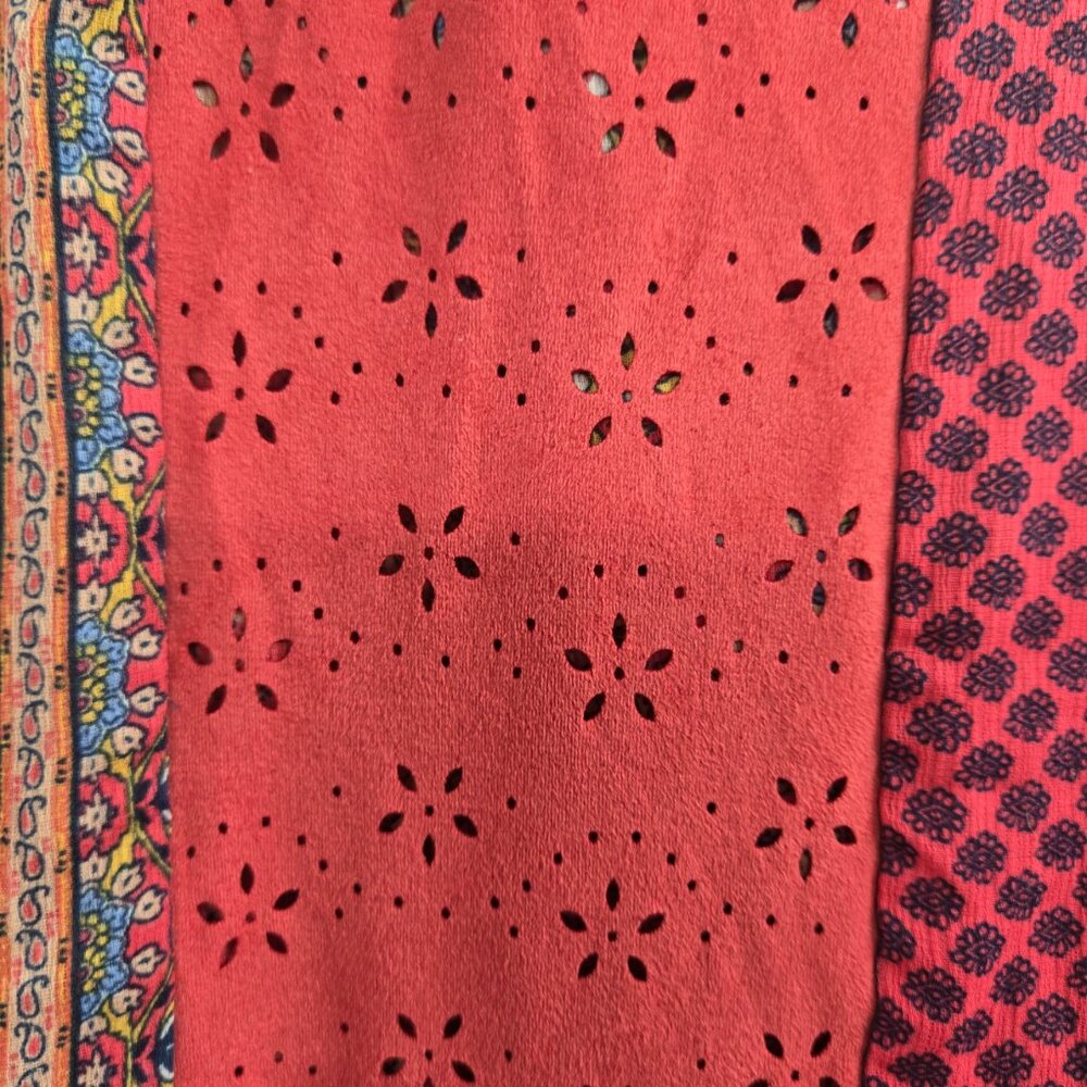 Zoey Girl Orange Multicolor Boho Patchwork Lined Dress Girl's Size 12 - Picture 6 of 12